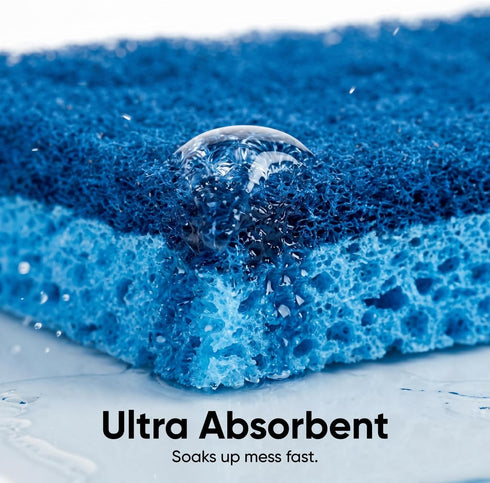 Set, Counter Pack 2, Non-Scratch Cellulose Sponge Kitchen Scrub Sponge with Scouring Pad Good for Non-Stick Cookware