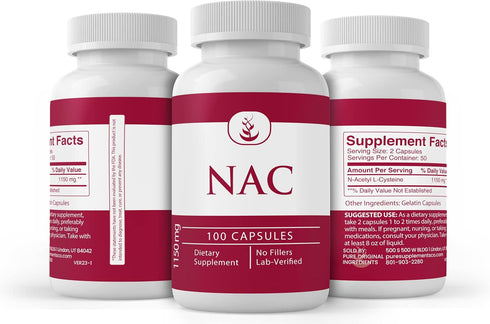 PURE ORIGINAL INGREDIENTS N-Acetyl L-Cysteine NAC - 100 Capsules | Always Pure, No Additives or Fillers