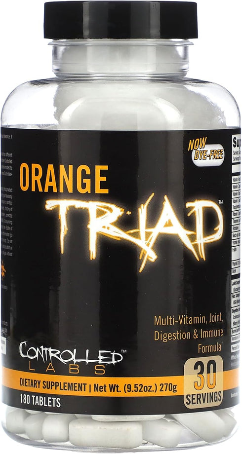 CONTROLLED LABS Orange Triad Daily Multivitamin, Iron Free Sports Supplement for Workout, Digestion, Immune, Joints, 30
