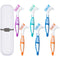 WILLBOND 6 Pieces Denture Brushes, Hard Cleaning Toothbrush with White Carrying Case for False Teeth (Green, Purple,