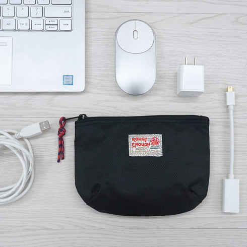Rough Enough Small Tech Organizer Travel Case - Cable Storage Bag for Electronics & Cords, Black