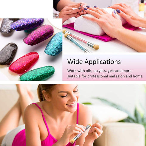 4 Pieces Sponge Nail Brush Picking Dotting Gradient Pen Brush Double Head Sponge Nail Brush Rhinestone Handle Acrylic