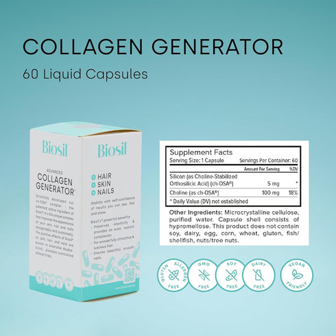 Biosil Collagen Generator, 60 Liquid Capsules with Patented ch-OSA Complex, 30-Day Supply