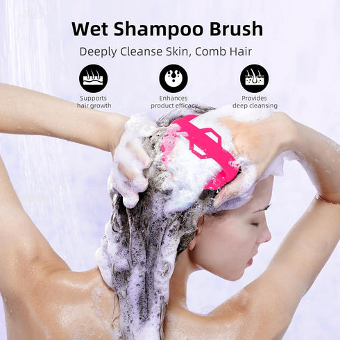 Scalp Massager Hair Growth Scrubber with Silicone Bristles, Wet Dry Hair Care for Women and Men (Red)