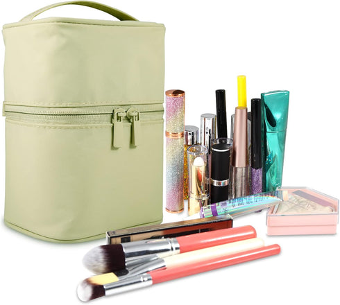 Makeup Bag Travel Cosmetic Organizer, Small Makeup Brush Holder, Cute Portable Toiletry Storage Bag for Women