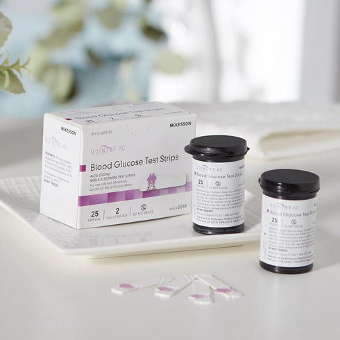 McKesson QUINTET AC Blood Glucose Test Strips - Auto Coding, Noble Electrode, 50 Strips for Self-Testing and