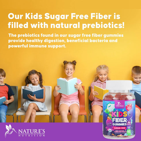 Kids Fiber Gummy Bears Supplement | 60 Gummies | Sugar Free Daily Prebiotic Fiber for Kids, Vegan, Berry Flavor