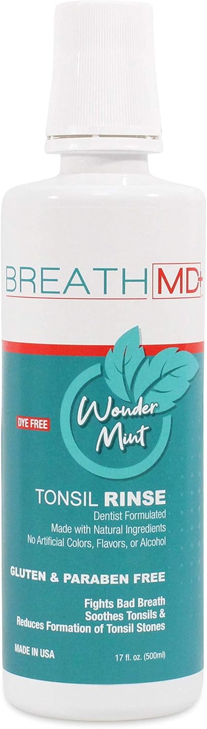 Tonsil Rinse for Natural Tonsil Stone Removal & Bad Breath Treatment - Alcohol Free, Dye Free, Gluten Free - Wonder