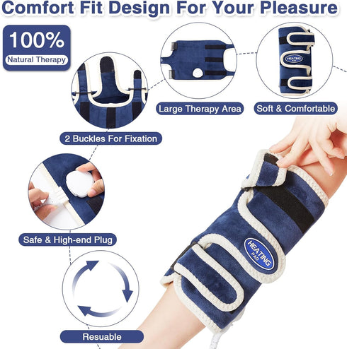 Elbow Heating Pad for Pain Relief - Electric Wrap for Arthritis, Tendonitis & Tennis Elbow - Adjustable 86?-158?, Auto