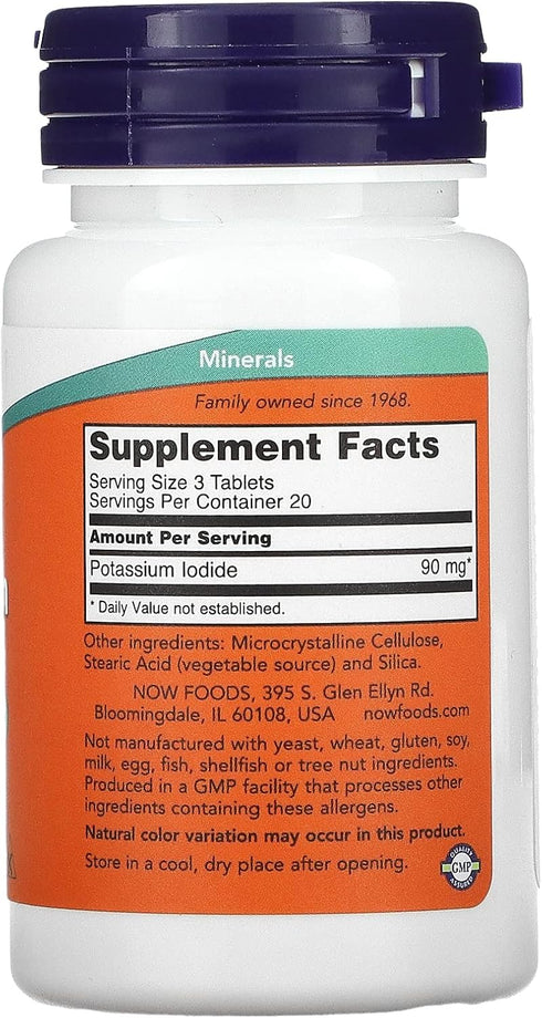 NOW Supplements, Potassium Iodide 30 mg, Non-GMO Project Verified, Dietary Supplement, 60 Tablets