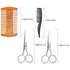 TecUnite Mustache Scissors Grooming Kit for Men - 4 Pieces Beard Trimmer Set with 2 Small Combs and Storage Bag