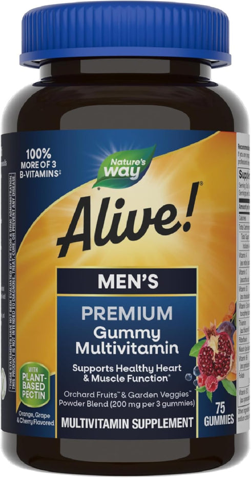 Nature's Way Alive! Men's Premium Gummy Multivitamin, Supports Healthy Heart, Muscle Function*,