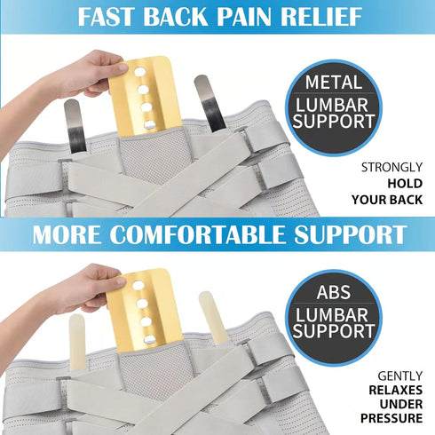 Back Support Belt for Lower Back Pain Relief - Removable Stays for Herniated Disc, Sciatica, Grey, Medium, for Men &