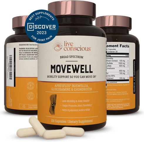 Live Conscious Glucosamine Chondroitin with MSM, Joint Health Supplement with Hyaluronic Acid