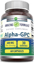 Amazing Formulas Alpha GPC Supplement | 600 Mg Per Serving | 60 Capsules | Non-GMO | Gluten Free | Made in USA