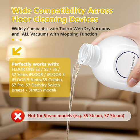 VILLAPOOL 2 Pack S3 S5 S6 S7 S9 Floor Cleaning Solution for Tineco and Robot Vacuums with Mopping, Deep Cleans Multiple
