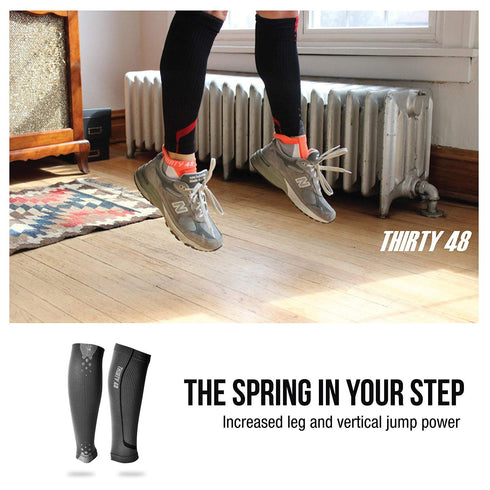 Thirty48 "The Sock Geeks" Cp Series Calf/Shin Splint Guard Compression Sleeves, 1 Pair, Gray/Green, Small