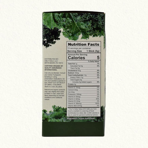 OnlyKale 1 (15 Kale Powder - Month Supply Sticks) - Organic Green Superfood - USDA Organic, Clean Greens for Smoothies