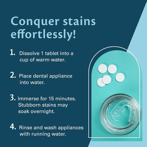 Overnight + Whitening Retainer Cleaner, FSA HSA Approved, 4 Month Supply, Removes Stains and Plaque by M3 Naturals