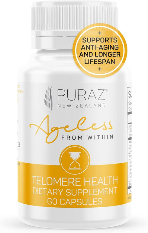 Telomere Supplements with Astragalus Root Extract and Collagen, Superior Immune Support, 60 Capsules