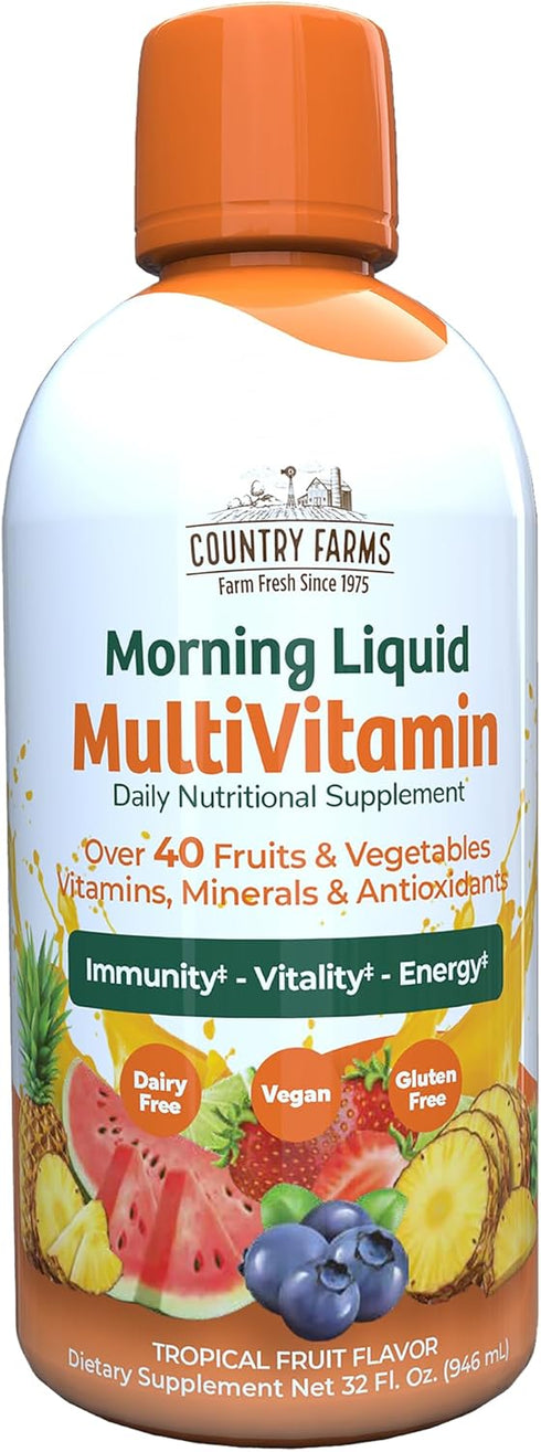 COUNTRY FARMS Morning Liquid Multivitamin, Vitamins and Minerals for Immune Support, 32 fl oz