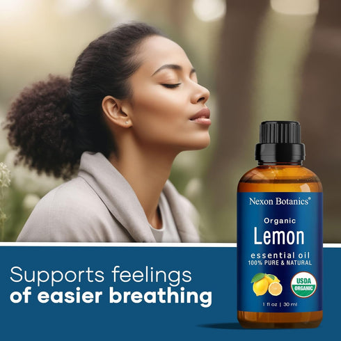 Organic Lemon Essential Oil - 30 ml Natural, Pure Organic Lemon Oil for Diffuser, Aromatherapy, Skin, Hair Care