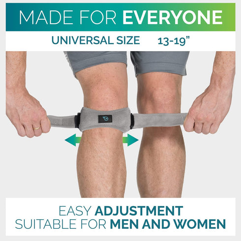 Run Forever Sports Patella Strap - Adjustable Knee Support for Pain, Hiking, Soccer & Squats