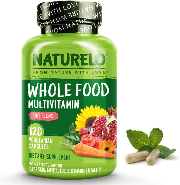 NATURELO Whole Food Multivitamin for Teens - Vitamins & Minerals for Teenage Boys & Girls, Non-GMO, Vegan & Vegetarian