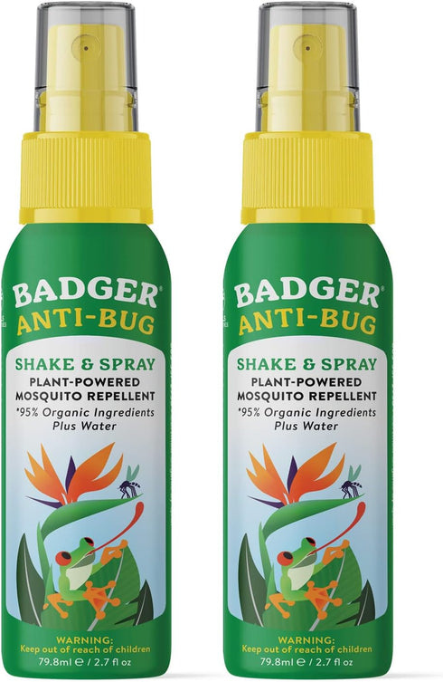 Badger Bug Spray 2 Pack, Non-DEET Mosquito Repellent with Citronella & Lemongrass, Family Friendly Natural Bug Spray