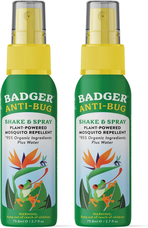 Badger Bug Spray 2 Pack, Non-DEET Mosquito Repellent with Citronella & Lemongrass, Family Friendly Natural Bug Spray