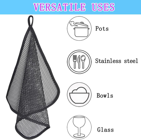 Mesh Dish Scrubber, Kitchen Washing Net Cloths, Quick Dry and Easy to Clean, 12 Pack, Black