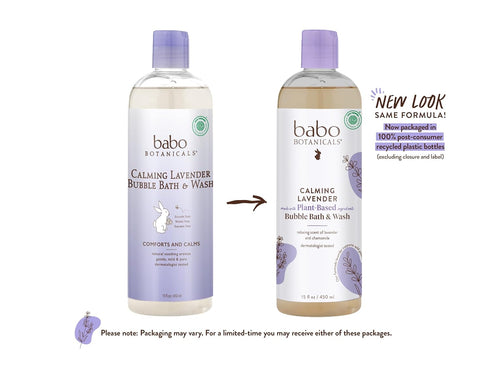 Babo Botanicals Calming Lavender 2-in-1 Bubble Bath & Wash - Relaxing Chamomile & Lavender - EWG Verified- Vegan- For all ages- Scented with Lavender Essential Oil - 1 or 2-Pack