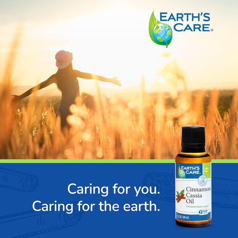 Earth's Care Cinnamon Cassia Oil - 100% Pure Cinnamon Essential Oil for Diffuser - 1 Fl OZ (1 Bottle)