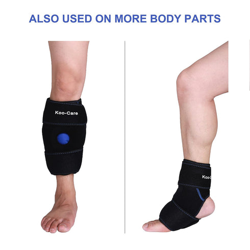 Koo-Care 2 Knee Gel Ice Pack & Wrap, Reusable Hot Cold Therapy Compress for Pain Relief, 9.9" x 7.9" Neoprene Brace