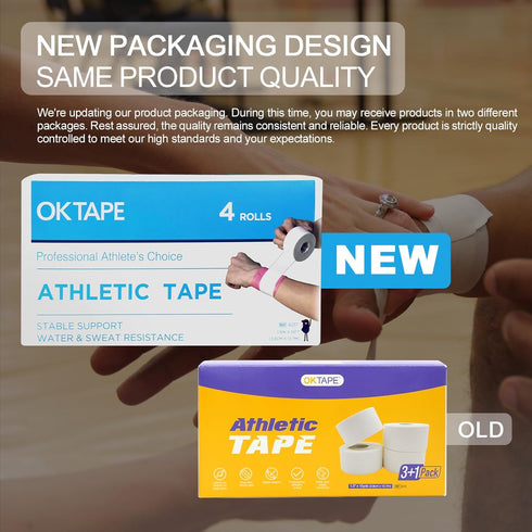 Tape4 Packs) 45ft OK TAPE Athletic Sports - Per Roll Very Strong Tape for Athlete & Sport Trainers & First Aid Injury
