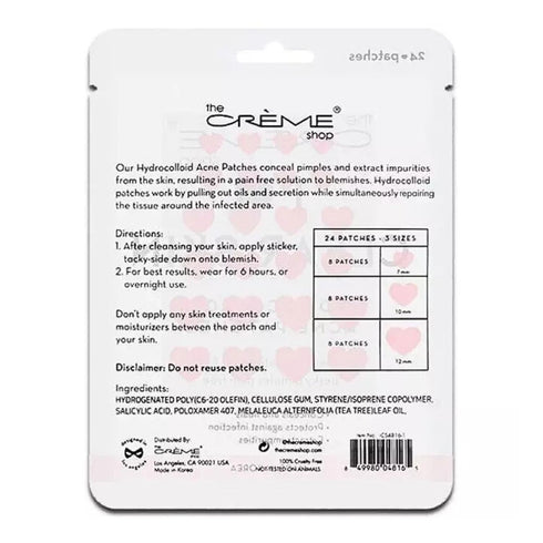 The Crème Shop Heart Shape Hydrocolloid Dark Spot Acne Patches - 72 Patches with Salicylic Acid & Witch Hazel