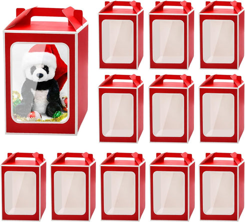 Enorteen 12 Pcs Clear Gift Bags with Transparent Window - Candy Boxes, Tote Paper Bags, and Flower Boxes for Bridal