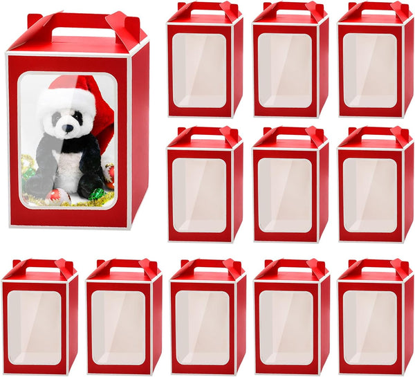 Enorteen 12 Pcs Clear Gift Bags with Transparent Window - Candy Boxes, Tote Paper Bags, and Flower Boxes for Bridal