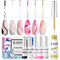RARJSM Gel Liner Nail Art Polish Set of 6pcs, Popular Colors Black White Pink Rose Red Glitter Silver Gold, 8ml for DIY