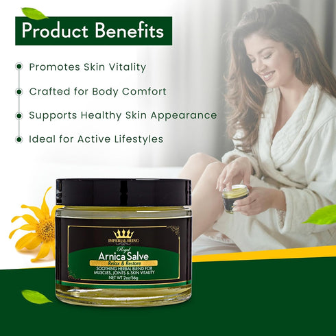 Royal Arnica Salve, Organic Bruise Care and Skin Recovery Balm, 2 oz, Natural Arnica Oil for Muscles and Joints