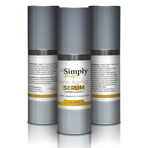 Simply Beautiful Anti Aging Serum, 2 Month Supply, Reduces Wrinkles & Dark Circles, Eye Serum for Smooth Skin