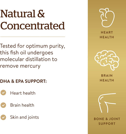 Solgar Omega-3 Fish Oil Concentrate - 240 Softgels for Cardiovascular, Joint & Brain Health, Non-GMO, Gluten/Dairy Free