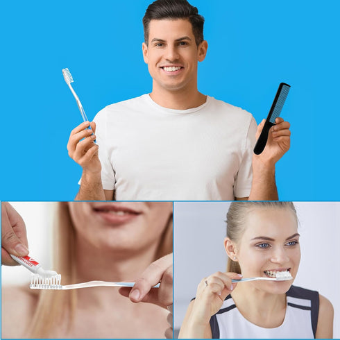 50 Sets Disposable Toothbrushes with Toothpaste, Floss, and Comb for Travel, Individually Wrapped Hygiene Kits