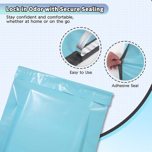 PHOGARY 100Pcs 11.8 17.3 Inch Adult Diaper Disposal Bags Disposable | Odor Lock, Leak-Proof & Tear-Resistant | Large x