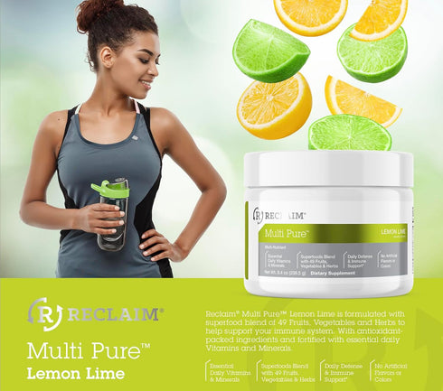 Reclaim Multi Pure Mango Pineapple, Immune Support Superfood Powder with Vitamin C, Probiotic, 30 Servings