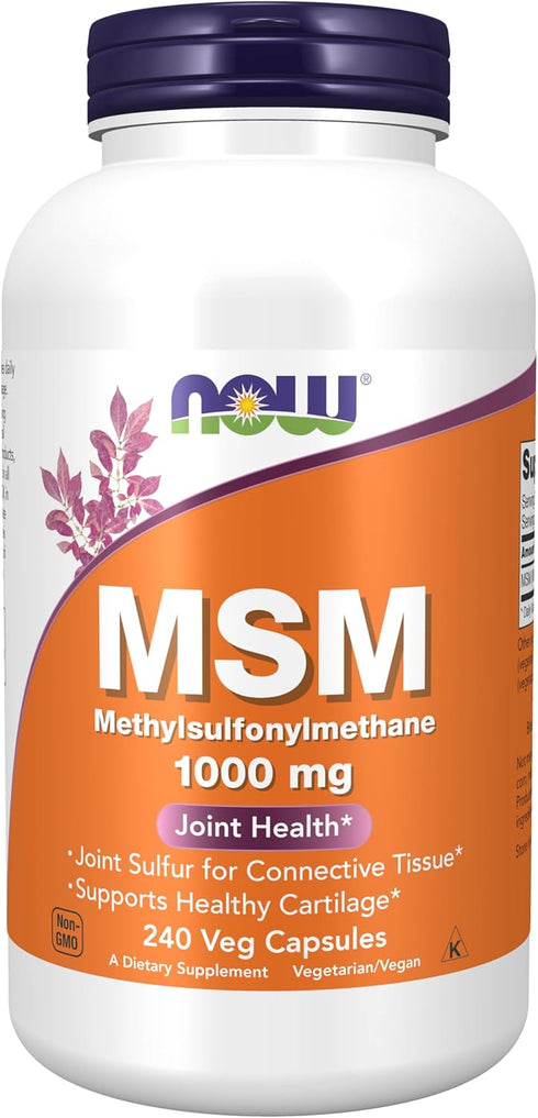 NOW Supplements MSM (Methylsulfonylmethane) 1,000 mg | 240 Veg Capsules