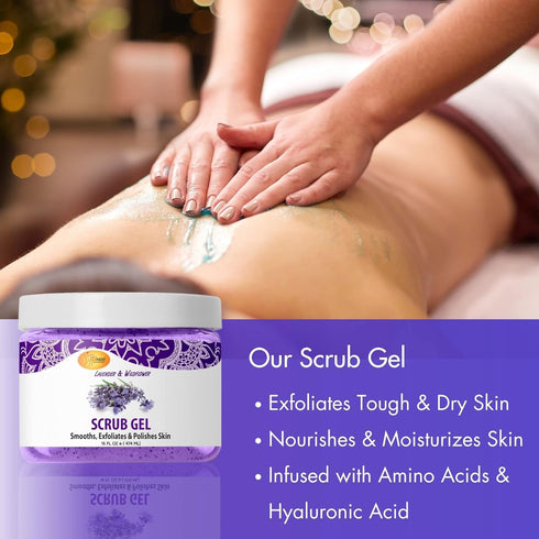 SPA REDI Exfoliating Scrub Pumice Gel, Lavender & Wildflower, 16 Oz - Body, Manicure & Pedicure Exfoliator with