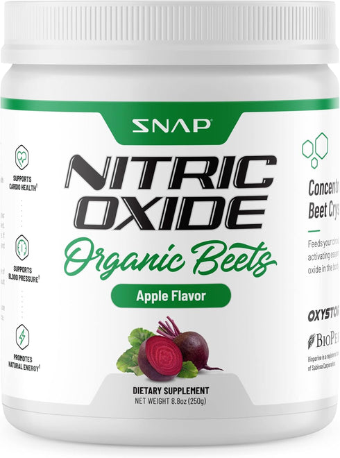 Snap Supplements 3-in-1 USDA Organic Beet Root Powder, Nitric Oxide Supplement for Healthy Blood Circulation, 250g