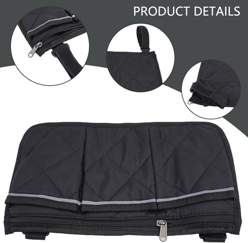 BGEARNIC 12.8"x7" Camping Chair Armrest Storage Bag, Reflective Strip Multi-Pocket Organizer, Polyester Cotton Side