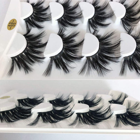 MIKIWI 25mm Dramatic 6D Faux Mink Lashes, Fluffy Volume Eyelashes, Thick Crossed Lashes (6D4-05)